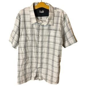 Under Armour White and Black Casual Button Down Shirt XL plaid short sleeve